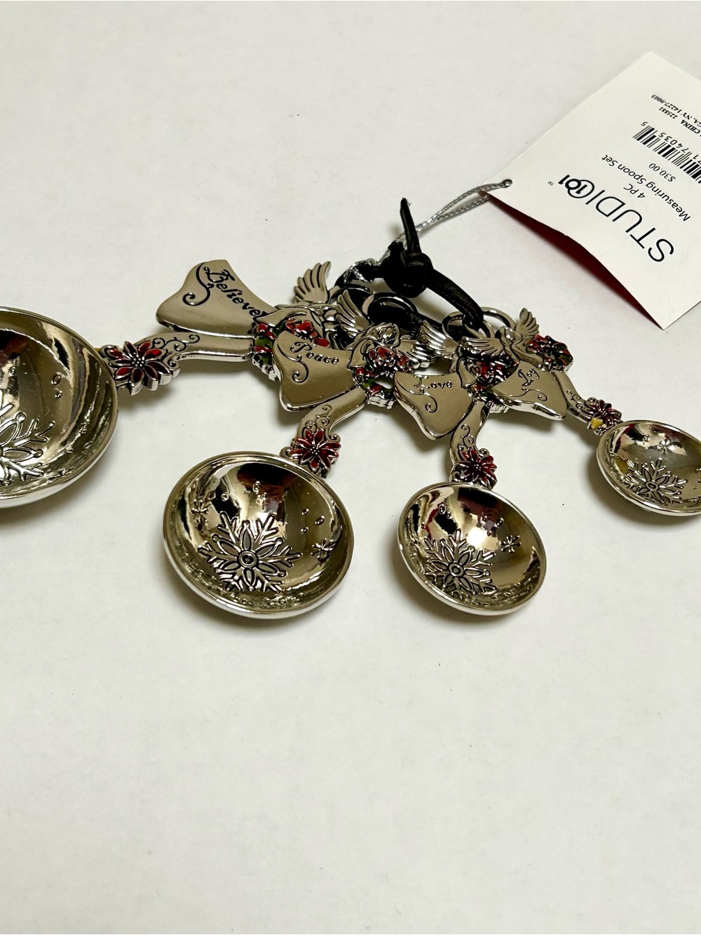 Ganz Measuring Spoon Set 4 Piece Angels with Wreaths Believe Peace Love Joy